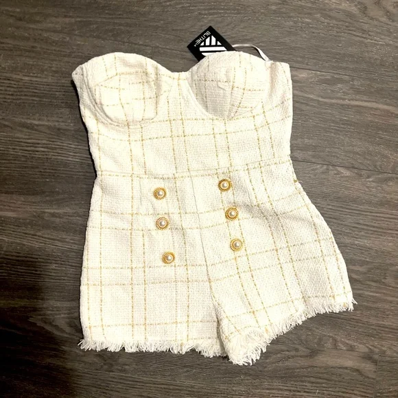 Strapless two piece short set Cream/Gold - Picture 2 of 5